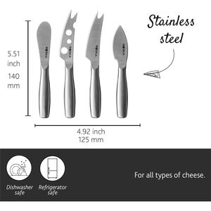 Set di 4 Coltelli per Formaggio Copenhagen in Acciaio Inox, Lavabili in Lavastoviglie e Antiaderenti per Tutti i Tipi di Formaggio, Essenziale in Cucina - Product Image 2