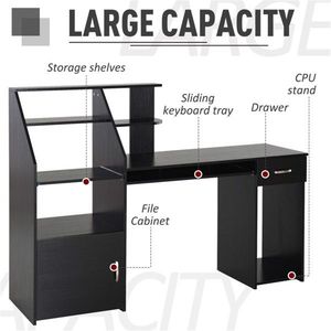 Scrivania Ergonomica Regolabile in Altezza per Ufficio/Gaming con Libreria in Acciaio Inossidabile e Legno (MDF) - Product Image 4