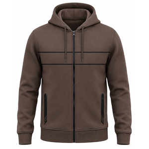 Sudaderas con capucha de forro polar para hombre al por mayor, con cremallera, de punto liso, hechas a medida, de alta calidad, tallas grandes, 300g, ecológicas y transpirables - Product Image 6