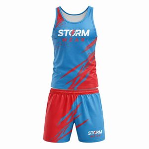 Custom Two Piece Track Field Uniforms Running Gym Wear Set for Unisex <b>Athletic</b> Jogging Contrast Color Made Track & Field Uniform - Product Image 5