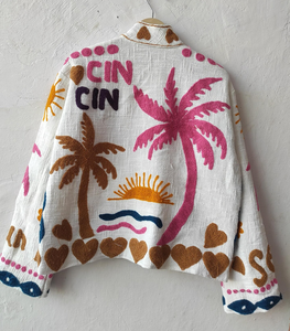 Rajasthani Textile Knitted 100% Cotton <b>Quilted</b> Reversible Breathable Eco-Friendly Windproof Bomber Jacket for Winter Autumn - Product Image 2