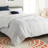Couette en polyester blanc uni 300TC en coton anti-acariens, style moderne, pour usage domestique, lavable en machine, 4 pièces