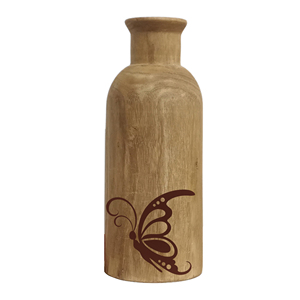 Vase à fleurs en bois fait main, style vintage, sculpté, décoratif, grand pot de fleurs créatif pour salon, décoration florale - Product Image 5