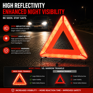 Triángulo de Advertencia Reflectante Plegable de Alta Resistencia, Señal de Tráfico con Base Ancha, Señal de Seguridad de Emergencia para Carreteras, ECE R27 - Product Image 3
