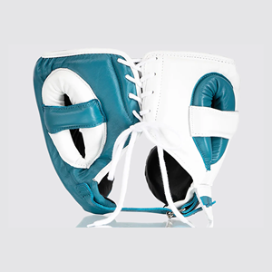 Protector de Cabeza para Boxeo Askar Wear Ind, de Cuero Vacuno, Protección Facial Completa, para Entrenamiento, Azul y Blanco - Product Image 4