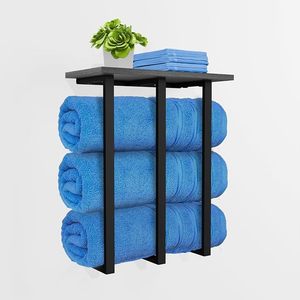 Toallero de Pared Minimalista de Metal Negro de 16 Pulgadas, Soporte Fijo para Baño - Product Image 1