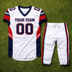 ชุดยูนิฟอร์มอเมริกันฟุตบอลแบบกำหนดเองสำหรับโรงเรียน ผ้าโพลีเอสเตอร์แห้งเร็ว ระบายอากาศได้ดี พิมพ์ลายชื่อและหมายเลขผู้เล่นแบบซับลิเมชั่น - Product Image 4