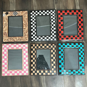 New Wholesale <b>Black</b> & White Checkerboard <b>Photo</b> <b>Frame</b> Hand Tooled Leather Decorative Desk & Wall Picture <b>Frame</b> Modern Home Decor - Product Image 5