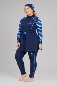 Traje de Baño Islámico Modesto, Nuevo Estilo, Talla Grande, Ecológico, Impermeable, Cintura Alta, Conjunto de Bikini Modesto de 2 Piezas con Cobertura Total - Product Image 4