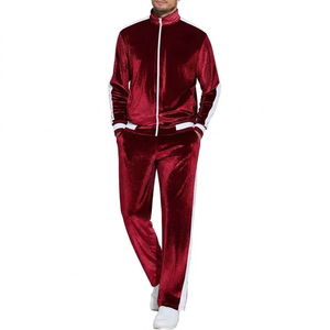 Ensemble de survêtement en velours marron pour homme, 2 pièces, fermeture éclair intégrale, couleur unie, décontracté, avec poches latérales, coupe classique, pour l'automne - Product Image 6