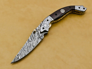 Couteau de poche pliant en acier Damas fait main, lame Tanto ultra-affûtée, pour le camping, la chasse, la survie tactique et l'EDC - Product Image 3