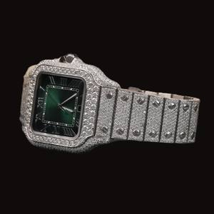 Reloj de Lujo para Hombre, Edición Limitada, Estilo Hip Hop, con Caja Cuadrada Personalizada, Esfera Verde, Números Romanos y Diamantes Moissanite - Product Image 2