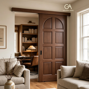 Panel Arqueado de Madera Sólida para Puerta de Granero, Estilo Transicional, para Decoración de Interiores, Fabricante Profesional GA-21S - Product Image 1