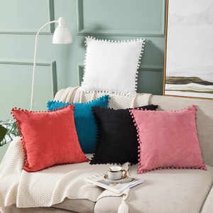 Soft Decorative <b>Throw</b> Pillow Featuring Textured Floral Surface Minimalist Style 100% Polyester Filling Charming <b>Pom</b> <b>Pom</b> Trim - Product Image 2