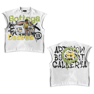 Camiseta 100% algodón para hombre, corte holgado, camiseta sin mangas de jersey de algodón de alta calidad, 250 GSM, blanca, negra, con estampado gráfico digital. - Product Image 5