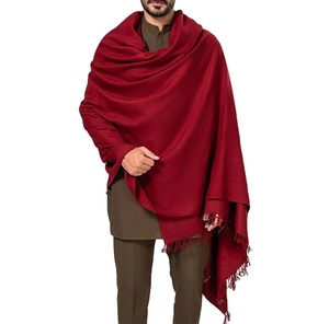 ผ้าคลุมไหล่ผู้ชายสุดหรูสีแดงเลือดหมู ผลิตในปากีสถาน ผ้าขนสัตว์ ผ้าคลุมไหล่แคชเมียร์แบบเรียบจากอัฟกานิสถาน ผ้าคลุมไหล่แบบผ้าห่ม ระบายอากาศได้ดี - Product Image 1