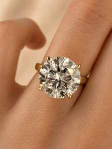 Anillo de Compromiso Solitario con Diamante Cultivado en Laboratorio de Corte Brillante Redondo de 3CT, Oro Sólido de 10K, 14K, 18K, Joyería Fina, Certificado IGI, Color E - Product Image 1