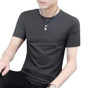 Camiseta de Manga Corta para Hombre, Diseño Personalizado con Logotipo OEM, Estilo Casual, Moderno, de Marca, Holgada, de Seda Helada - Product Image 1