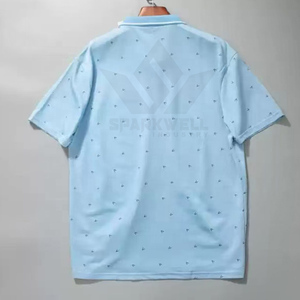 เสื้อโปโลผู้ชายผ้าฝ้ายพิมพ์ลายจุดสีฟ้าอ่อน แขนสั้น ระบายอากาศได้ดี สวมใส่สบาย ทรงปกติ คอปกกอล์ฟ - Product Image 3