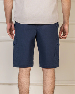 Pantalones Cortos de Alta Calidad para Hombre, Estilo Cargo, Color Azul Marino, Cintura Media, Cordón Ajustable, Algodón Oxford Sólido, Casuales, Tipo Bermuda, Transpirables, Tejido - Product Image 2