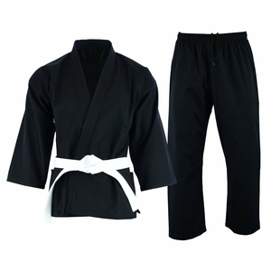 Kimono de judo noir unisexe pour adulte, coupe classique, polyester/coton, respirant, séchage rapide, léger, durable, vêtements d'arts martiaux, ceinture blanche - Product Image 5
