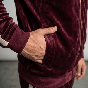 <b>Men</b> <b>Thermal</b> Woven Velvet Tracksuit Set Zip up Hoodie Jogger Pants Soft Velour Streetwear Casual Outfit 100% Polyester - Product Image 4