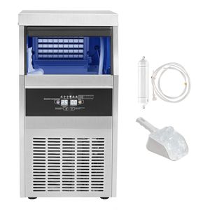 Fabbricatore di Ghiaccio Commerciale 110V in Acciaio Inossidabile per Uso Intensivo, 120 libbre/24h, Contenitore da 33 libbre, Capacità di Stoccaggio 110 libbre, Funzionamento Automatico - Product Image 1