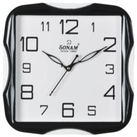 Jam Dinding Persegi Modern Sonam Plastik Quartz Analog Tanpa Suara untuk Ruang Tamu SLQ 01 SWEEP