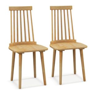 2 chaises de salle à manger avec pieds en bois de caoutchouc naturel et dossier haut - Product Image 1