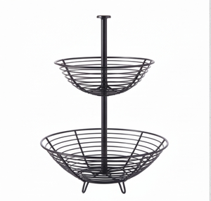 Modern Metal <b>Wire</b> <b>Storage</b> <b>Basket</b> 2-Tier Stackable Bowl Design For Neatening Multi-Purpose Use Elegant Tabletop - Product Image 5