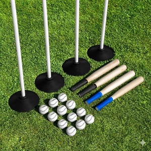 Sports Complete <b>Rounders</b> <b>Set</b> Bats Balls Poles Bases & Carry Bag Perfect for Organized <b>Rounders</b> Matches Tournaments Use - Product Image 1