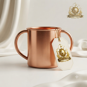 Mug Moscow Mule en Cuivre Pur, Forme Cylindrique Lisse, Poignée en Laiton, Verre à Cocktail Métallique en Gros, Tasse à Bière - Product Image 1