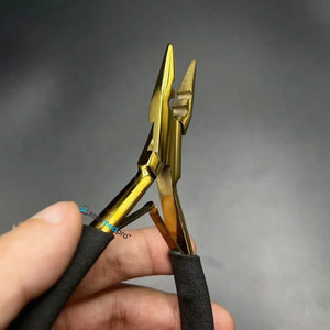 Custom Logo Micro <b>Beads</b> Plier Stainless Steel 2-Hole Hair <b>Extension</b> Tools with Gold Plasma & Black Foam Grip on Handle - Product Image 5