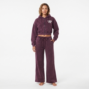 Ensemble deux pièces pour femme : Crop top à fermeture éclair, manches longues, épaules tombantes, effet délavé, et pantalon de jogging large, avec logo personnalisé - Product Image 5