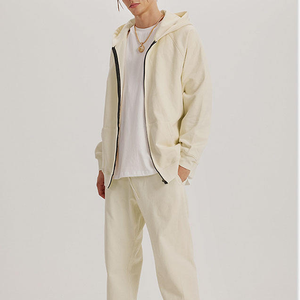 Sudadera con capucha y cremallera de alta calidad para hombre, de gran tamaño, color sólido, algodón, felpa francesa, informal, para otoño, 100% algodón - Product Image 1