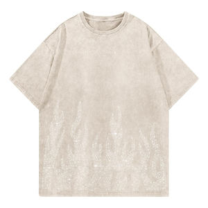 Nouveau T-shirt graphique unisexe en strass effet délavé, coupe ample et épaisse, style streetwear pour homme, grandes tailles - Product Image 3