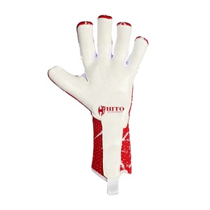 Gants de gardien de but de football en tricot rouge et blanc, design personnalisé, avec caoutchouc latex allemand de 4 mm et injecteur intégré. - Product Image 2