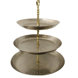 Vintage Hand Hammered Finish Decorative Metal <b>Cake</b> Stand Unique Design 3 <b>Tier</b> Stand Perfect For Dessert And Parties Display - Product Image 1