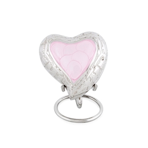 Engraved Aluminium Heart <b>Keepsake</b> Urn Pink Pearl Enamel Small Funeral Cremation Urns <b>for</b> Human <b>Ashes</b> - Product Image 1