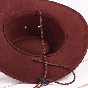 Chapeau de cowboy unisexe en cuir artificiel pour adultes et enfants, style western, décontracté, avec large bord pare-soleil - Product Image 2