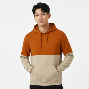 Sweat-shirt à capuche pour homme, coupe oversize, décontracté, en molleton bouclette, avec poches, design color block, tricoté, coupe classique, automne - Product Image 4