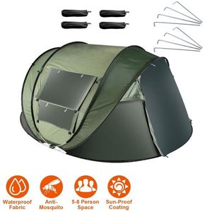 Tenda da Campeggio Automatica Pop-Up in PVC per 5-8 Persone, Impermeabile, Montaggio Istantaneo, 4 Finestre con Zanzariera e Borsa per il Trasporto - Product Image 2