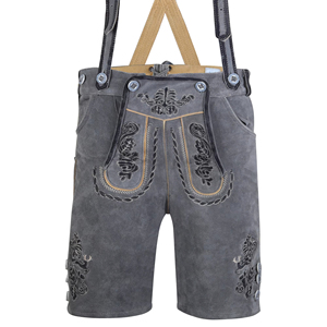 Lederhosen bavaroises - Oktoberfest - Tenue traditionnelle pour hommes - Lederhosen Knurz - Cuir de vachette brodé léger - Product Image 1