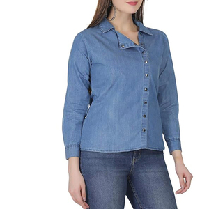 Casual Fit Ladies Denim Shirts 100% Organic <b>Soft</b> Cotton Women's <b>Jeans</b> Shirts Newest Women's Outwearing Denim Shirts - Product Image 6