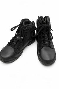 Black Leather Safety Tactical Training Work <b>Boots</b> Anti-Slip Breathable Lace-up OEM ODM - Product Image 3