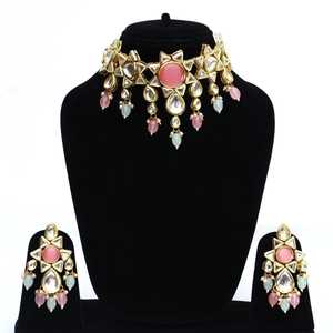 Conjunto de Collar Hexagonal Vintage Chapado en Oro con Cristales de Imitación y Aretes de Borla con Perlas de Imitación para Mujer, Estilo Étnico para Bodas - Product Image 1