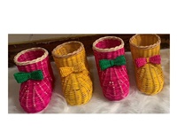 Panier en forme de maison en rotin tissé naturel vintage en osier petite maison de poupée cadeau pour filles, jouets Boho, souris dans une maison en boîte