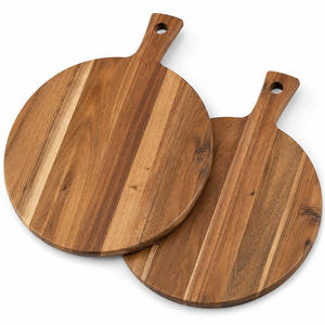 Planche à découper en bois d'acacia massif, épaisseur 1,5 cm, planche ronde en bois avec poignée, grain de bois naturel, taille personnalisée, OEM ODM - Product Image 1