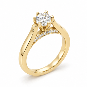 Anillo de Compromiso Solitario Catedral de 1 Quilate, Clásico, Oro Amarillo de 14K, Diamante Cultivado en Laboratorio Certificado por IGI, 6 Puntas, OEM, Personalizado para Boda - Product Image 1