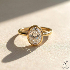 Anillo de Compromiso y Boda Minimalista de Oro Amarillo con Moissanita Ovalada, Engaste de Garra, Certificado IGI, Chapado en Oro, Joyería de Regalo - Product Image 1